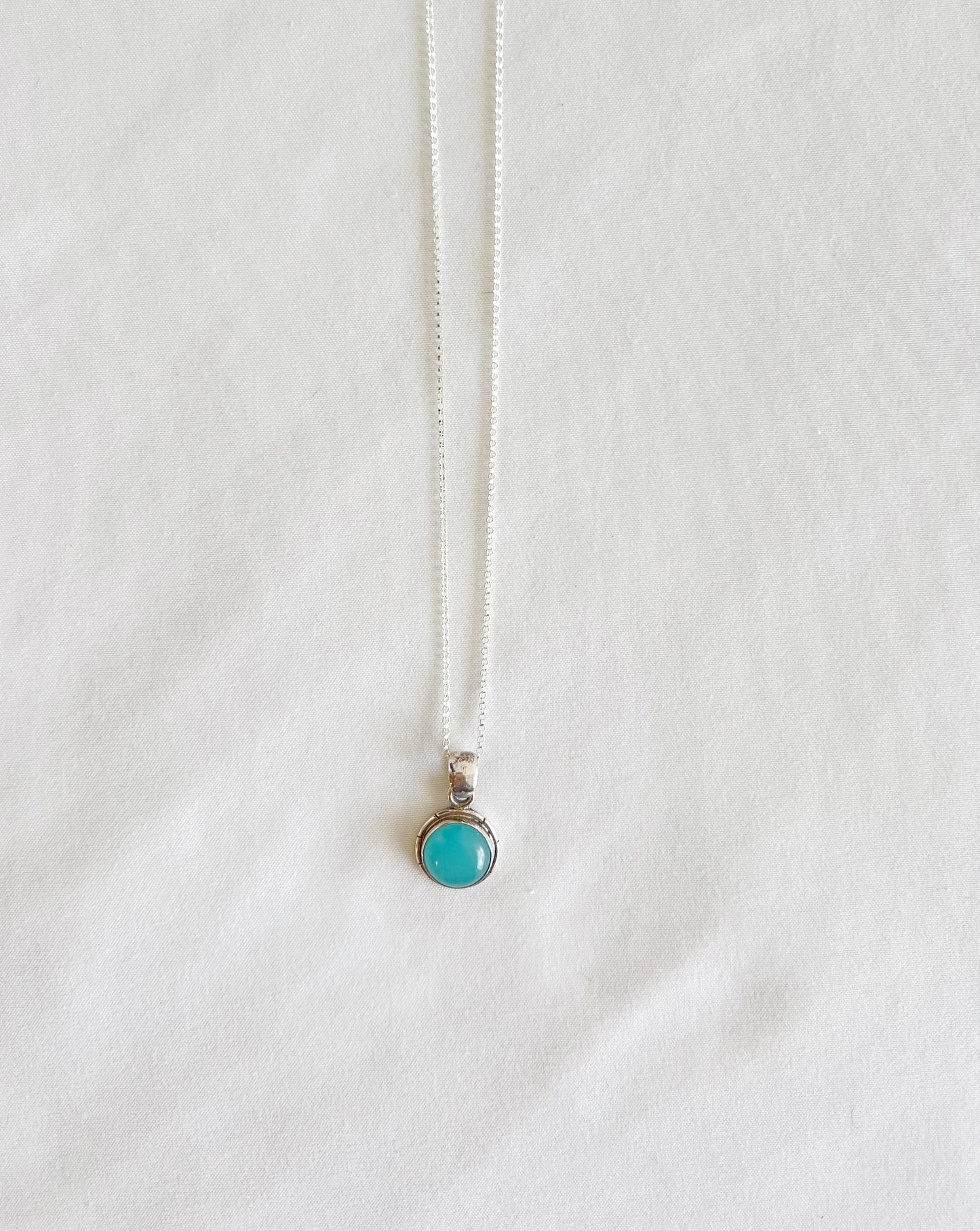 Aqua Blue Chalcedony Necklace
